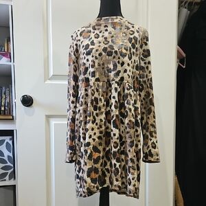 Entro Beige and Black Leopard Print Blouse